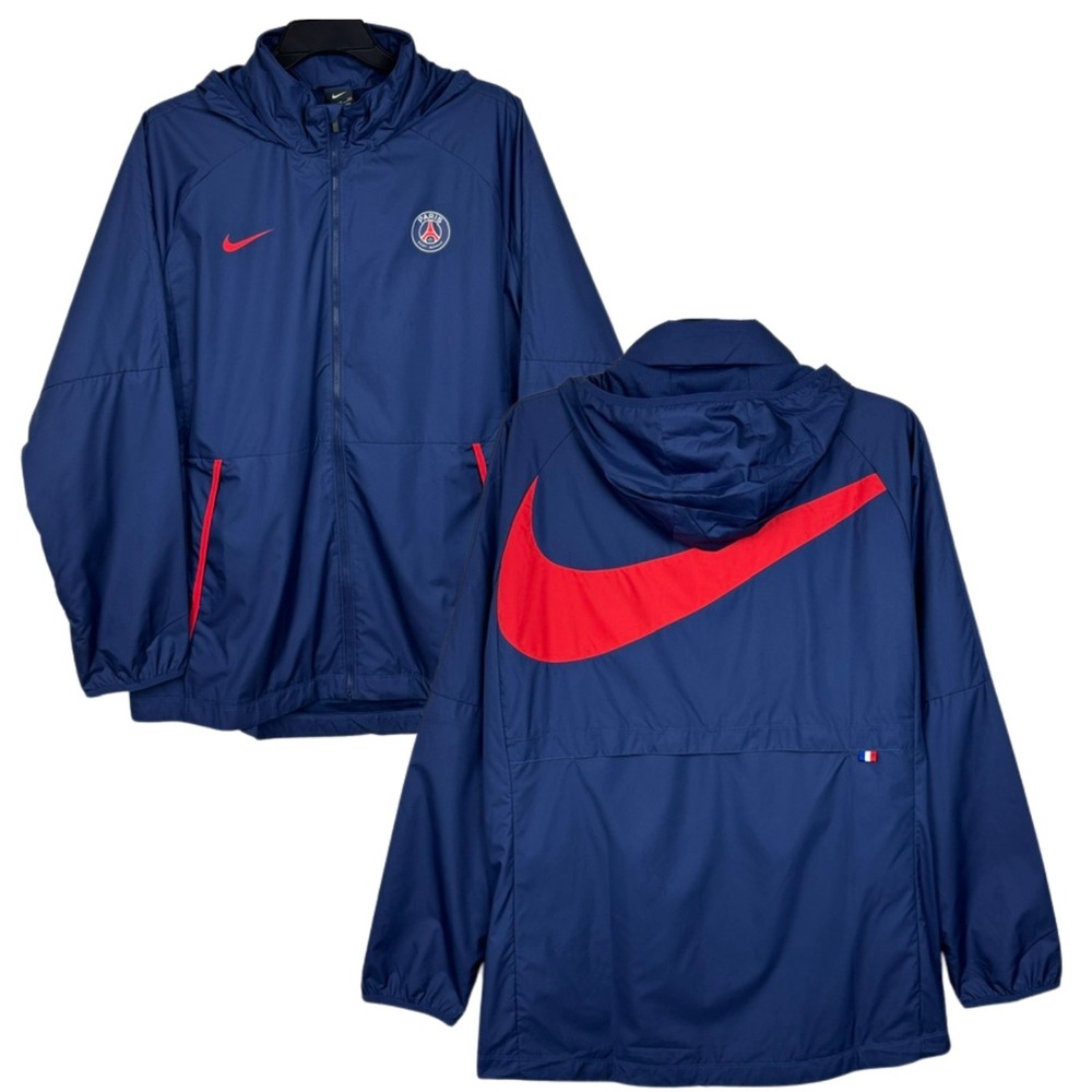 Nike‎ Paris Saint-Germain PSG Hooded Jacket Mens XXL Blue Full Zip Windbreaker